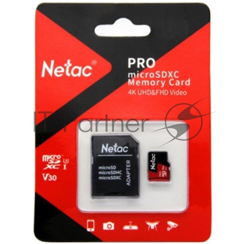 MicroSD card Netac P500 Extreme Pro 128GB, retail version w/SD adapter