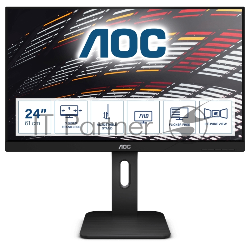 МОНИТОР 24 AOC X24P1 Black с поворотом экрана (IPS, LED, 1920x1200, 4 ms, 178°/178°, 300 cd/m, 50M:1, +DVI, +HDMI 1.4, +DisplayPort 1.2, +4xUSB 3.1, +MM)