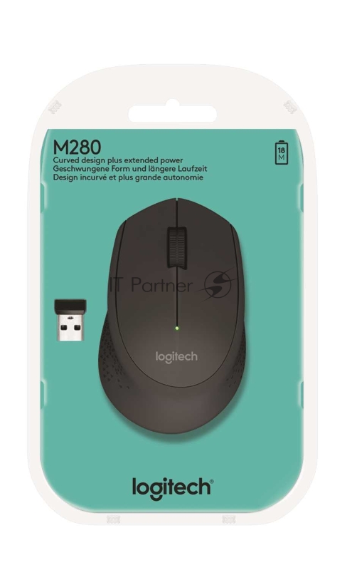 Мышь (910-004287) Logitech Wireless Mouse M280 Black EWR