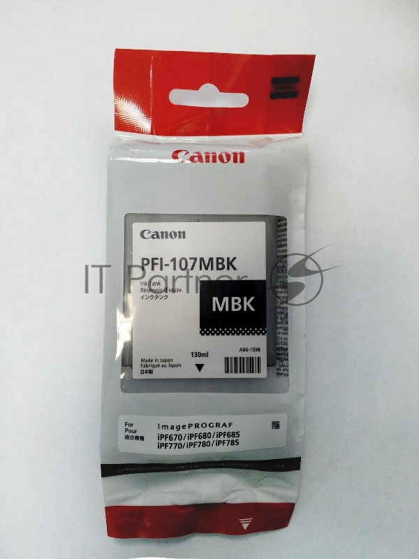 Картридж струйный Canon PFI-107BK 6705B001 черный для Canon iP F680/685/780/785 (130мл)