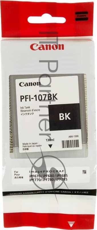 Картридж струйный Canon PFI-107BK 6705B001 черный для Canon iP F680/685/780/785 (130мл)