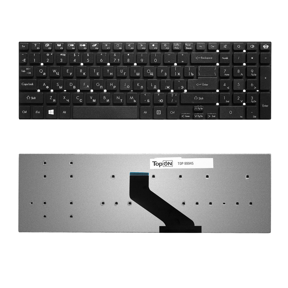 Клавиатура для ноутбука Packard Bell EasyNote LS11, LS13, LV11, TS13, TS44 Series. Г-образный Enter. Черная, без рамки. V121702AS1.