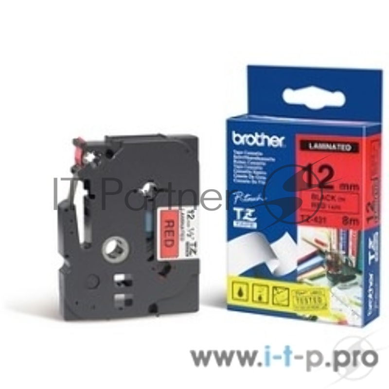 Наклейка ламинированная TZ-E431 (12 мм черн/красн, аналог TZ-431)