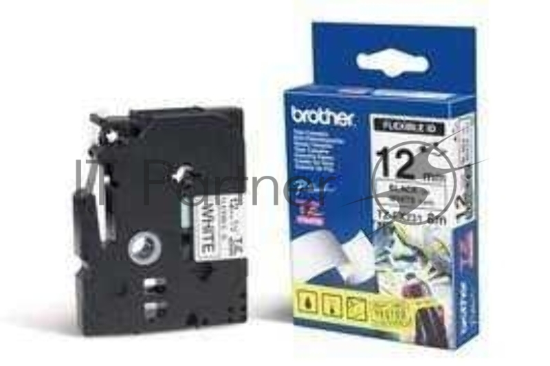 Наклейка ламинированная TZ-EFX231 (12 мм черн/бел, аналог TZ-FX231)