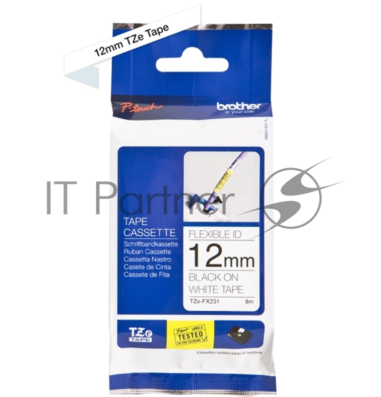 Наклейка ламинированная TZ-EFX231 (12 мм черн/бел, аналог TZ-FX231)