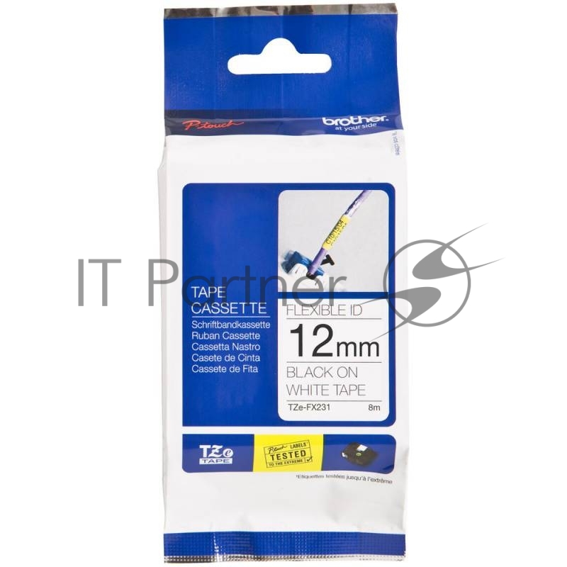 Наклейка ламинированная TZ-EFX231 (12 мм черн/бел, аналог TZ-FX231)