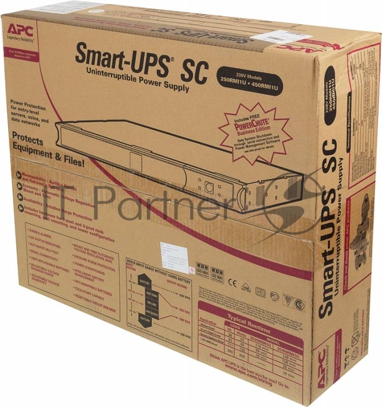 Источник бесперебойного питания APC Smart-UPS SC SC450RMI1U 280Вт 450ВА черный