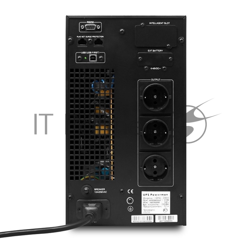 Источник бесперебойного питания Powerman Online 3000VA/2400W, 220V, Tower, Out: 3xShuko, Black*Online3000