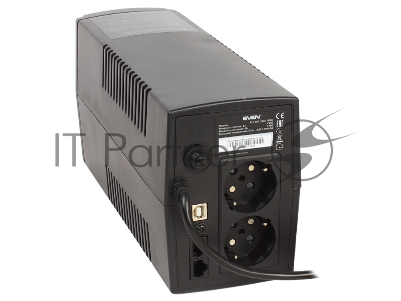 Источник бесперебойного питания SVEN Pro 650 650VA/390W LCD, USB, RJ-45 (2 EURO)