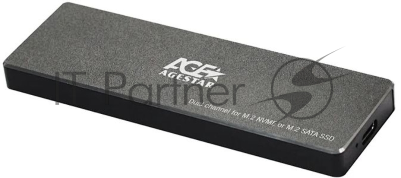 Внешний корпус SSD AgeStar 31UBVS6C NVMe/SATA алюминий черный M2 2280 м
