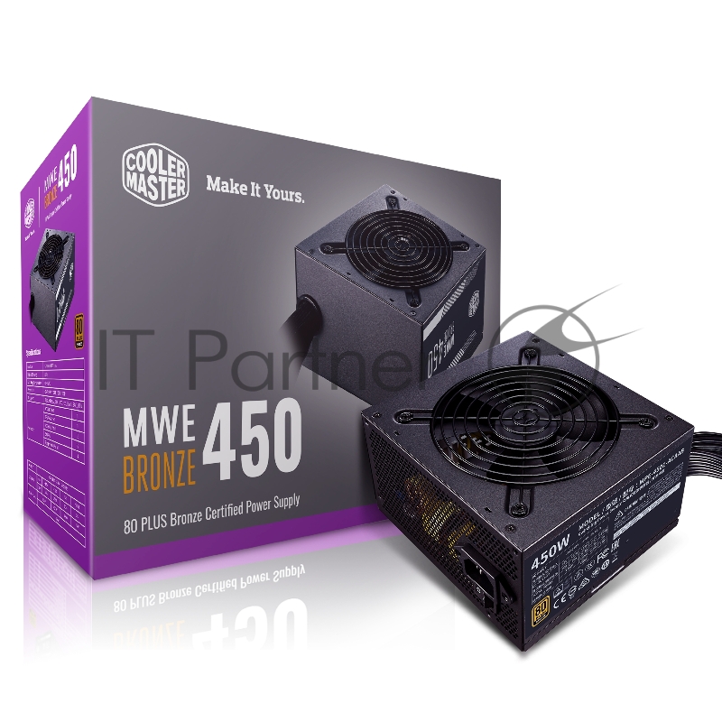 Блок питания Cooler Master MWE Bronze, 450W, ATX, 120mm, 6xSATA, 2xPCI-E(6+2), APFC, 80+ Bronze CLM-MPE-4501-ACAAB-EU