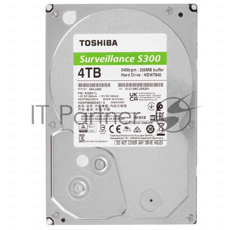 Жесткий диск HDD Toshiba SATA3 4Tb Surveillance S300 (SMR) 5400 256Mb (analog HDWT740UZSVA)