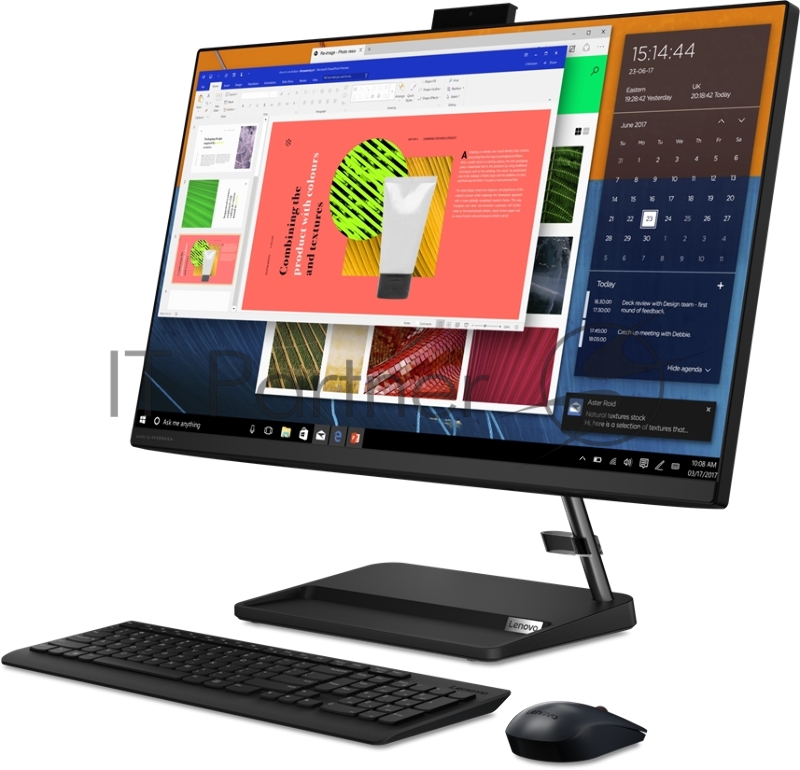 Моноблок Lenovo IdeaCentre AIO 3 27ALC6 27(1920x1080)/AMD Ryzen 5 5500U(2.1Ghz)/8192Mb/512SSDGb/ Radeon/BT/WiFi/war 1y/8.77kg/black/Win11Home + Keyboard, mouse USB