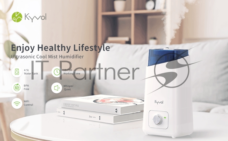 Увлажнитель воздуха Kyvol Ultrasonic Cool Mist Humidifier EA200 (Wi-Fi) Бело-голубой (с колёсиком управления)