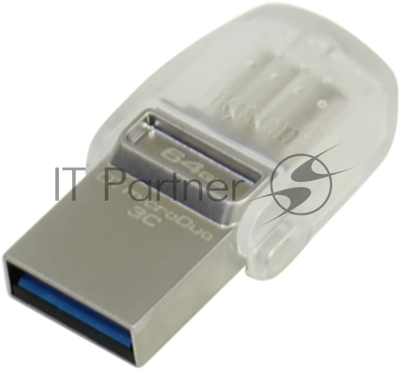 Флеш Диск Kingston 64Gb DataTraveler microDuo DTDUO3C/64GB USB3.0 серебристый