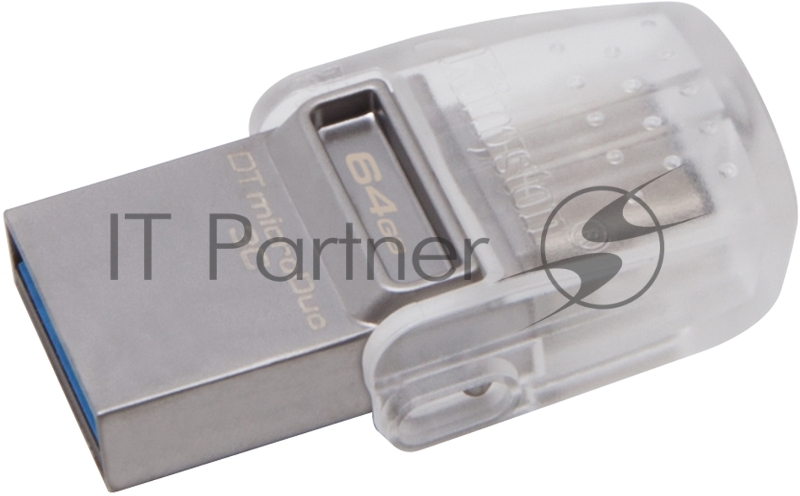 Флеш Диск Kingston 64Gb DataTraveler microDuo DTDUO3C/64GB USB3.0 серебристый