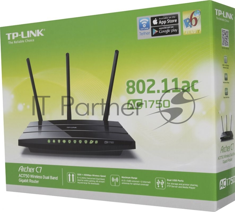 Маршрутизатор беспроводной TP-Link Archer C7 SOHO (AC1750) 10/100/1000BASE-TX