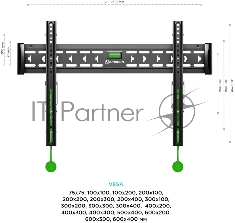 Кронштейн ONKRON TM6 для телевизора 43-85 наклонный, чёрный