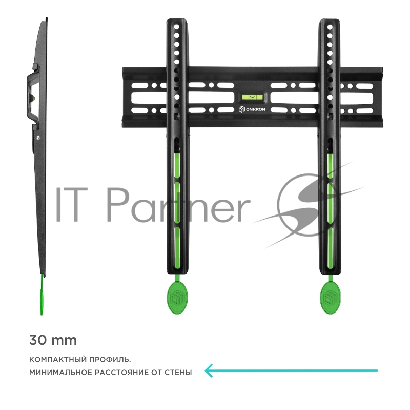Кронштейн ONKRON FM2 для телевизора 32-65 фиксированный, чёрный