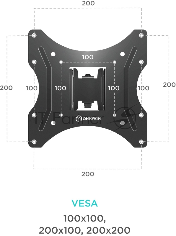 Кронштейн ONKRON M2S для телевизора 17-43 наклонно-поворотный, чёрный