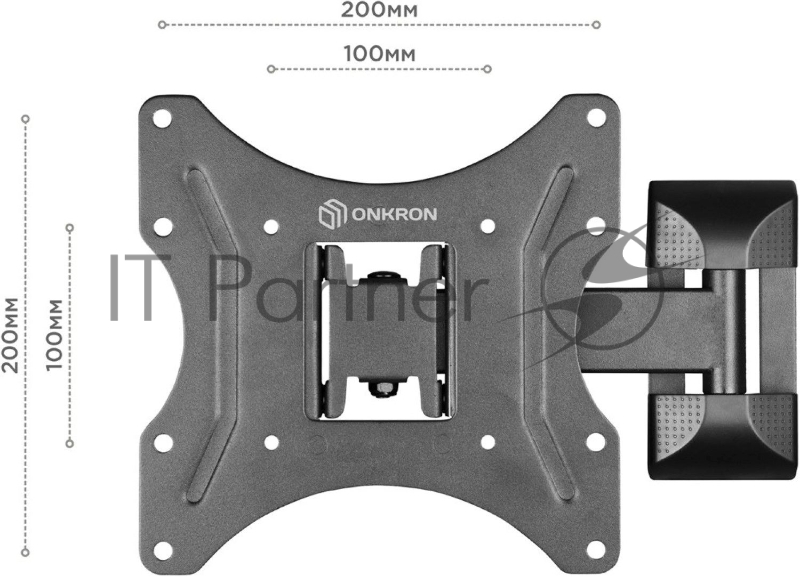 Кронштейн ONKRON M2 для телевизора 26-65 наклонно-поворотный, чёрный