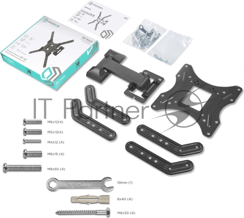 Кронштейн ONKRON M2 для телевизора 26-65 наклонно-поворотный, чёрный