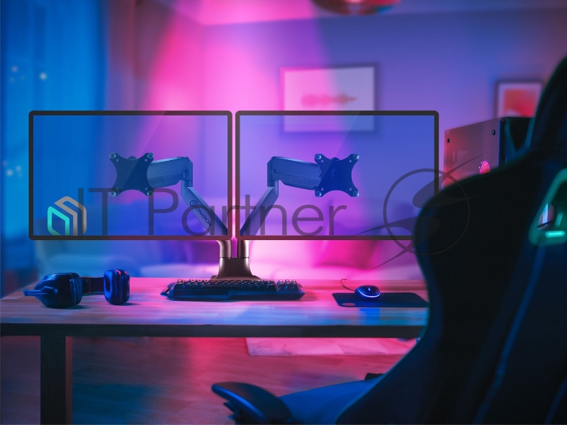 Кронштейн для 2 мониторов ONKRON G200 для монитора 13-32 настольный, чёрный