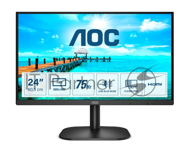 Монитор 23.8 AOC 24B2XDM Black (VA, 1920x1080, 75Hz, 4 ms, 178°/178°, 250 cd/m, 20M:1, +DVI)