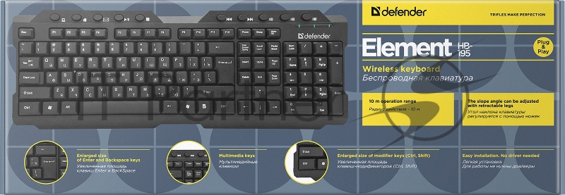 Беспроводная клавиатура Defender Element HB-195 RU,черный,мультимедиа