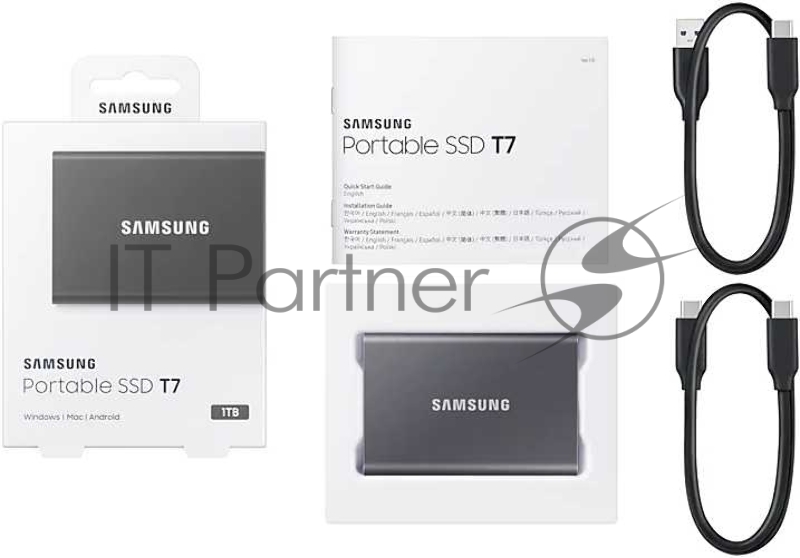 Твердотельный накопитель Samsung SSD 1TB T7 Touch, USB Type-C, R/W 1000/1050MB/s, Titanium