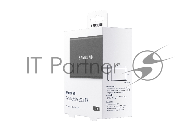 Твердотельный накопитель Samsung SSD 1TB T7 Touch, USB Type-C, R/W 1000/1050MB/s, Titanium