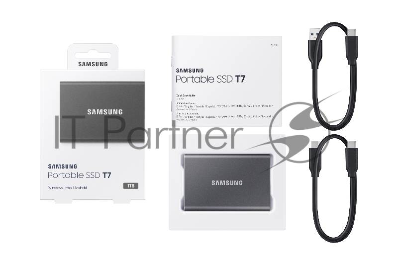 Твердотельный накопитель Samsung SSD 1TB T7 Touch, USB Type-C, R/W 1000/1050MB/s, Titanium