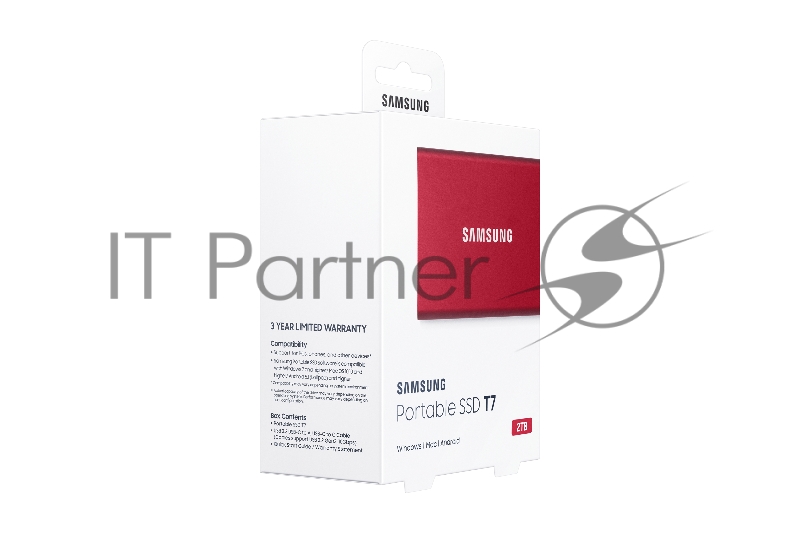 Твердотельный накопитель Samsung SSD 2TB T7 Touch, USB Type-C, R/W 1000/1050MB/s, Red