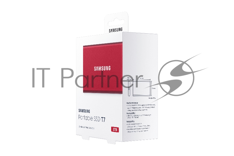 Твердотельный накопитель Samsung SSD 2TB T7 Touch, USB Type-C, R/W 1000/1050MB/s, Red