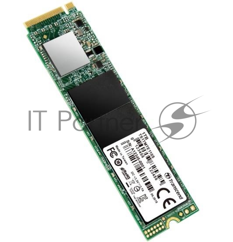 Твердотельный диск 1TB Transcend MTE110S, 3D TLC NAND, M.2 2280,PCIe Gen3x4, DRAM-less