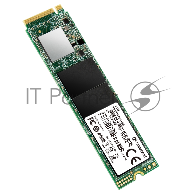 Твердотельный диск 1TB Transcend MTE110S, 3D TLC NAND, M.2 2280,PCIe Gen3x4, DRAM-less