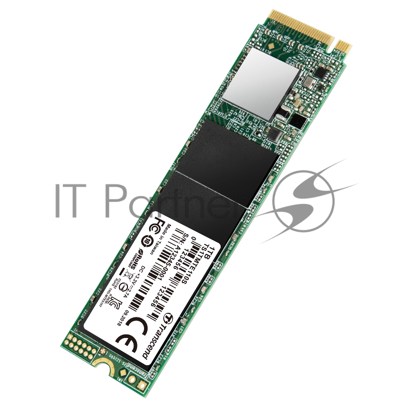 Твердотельный диск 1TB Transcend MTE110S, 3D TLC NAND, M.2 2280,PCIe Gen3x4, DRAM-less
