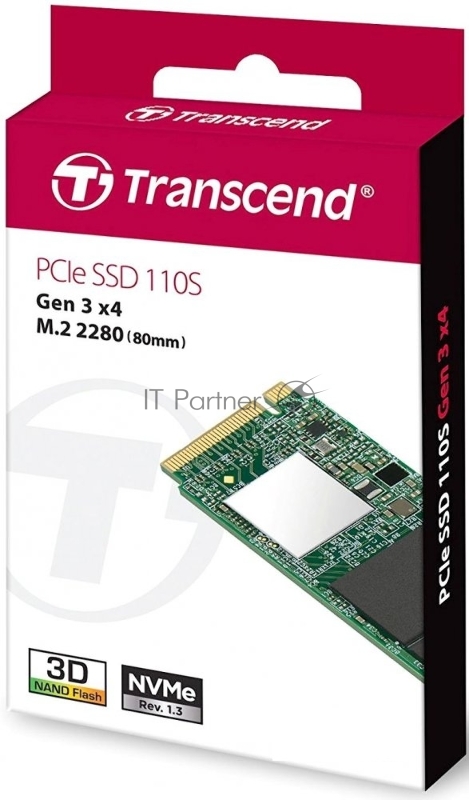 Твердотельный диск 1TB Transcend MTE110S, 3D TLC NAND, M.2 2280,PCIe Gen3x4, DRAM-less