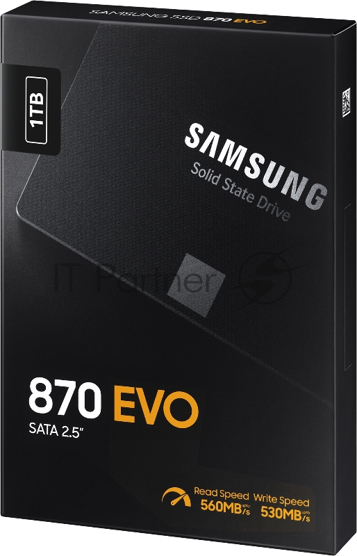 Накопитель SSD 2.5 Samsung 1.0Tb 870 EVO Series <MZ-77E1T0BW> (SATA3, up to 560/530MBs, 98000 IOPs, 3D TLC, MKX, DDR4 1Gb, 7mm)