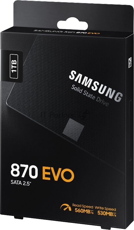Накопитель SSD 2.5 Samsung 1.0Tb 870 EVO Series <MZ-77E1T0BW> (SATA3, up to 560/530MBs, 98000 IOPs, 3D TLC, MKX, DDR4 1Gb, 7mm)