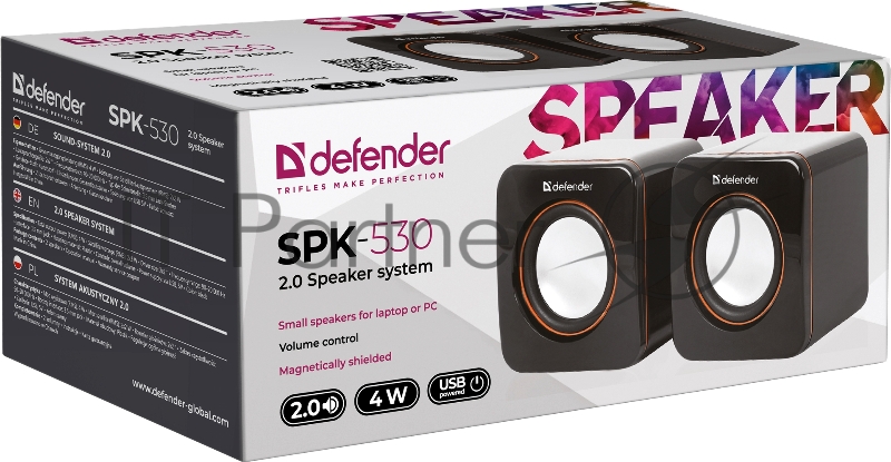 Колонки Defender SPK-530 черный {2.0, 2x2W USB} 65530
