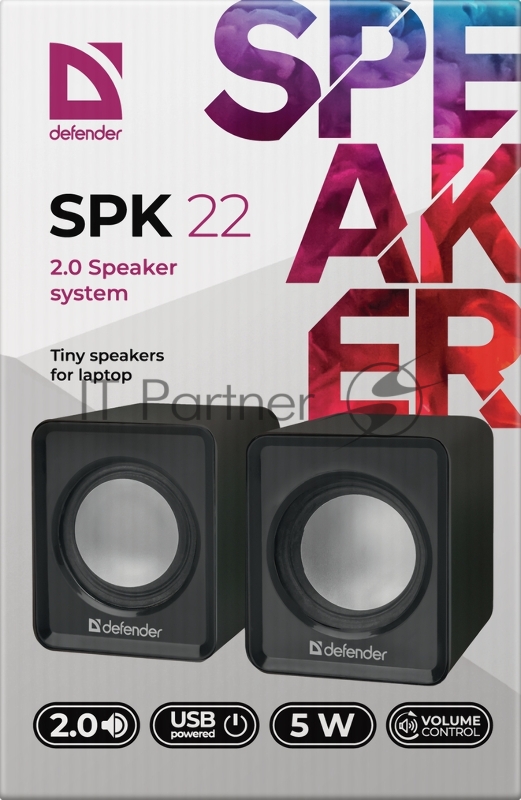 Акустическая 2.0 система Defender#1 SPK 22 черный, 5 Вт, питание от USB Defender#1 Акустическая 2.0 система SPK 22 черный, 5 Вт, питание от USB
