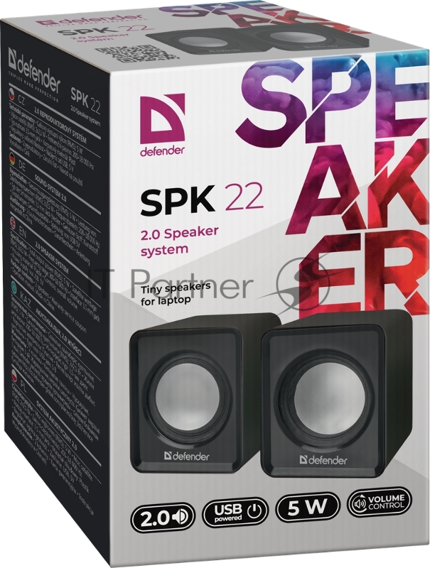 Акустическая 2.0 система Defender#1 SPK 22 черный, 5 Вт, питание от USB Defender#1 Акустическая 2.0 система SPK 22 черный, 5 Вт, питание от USB