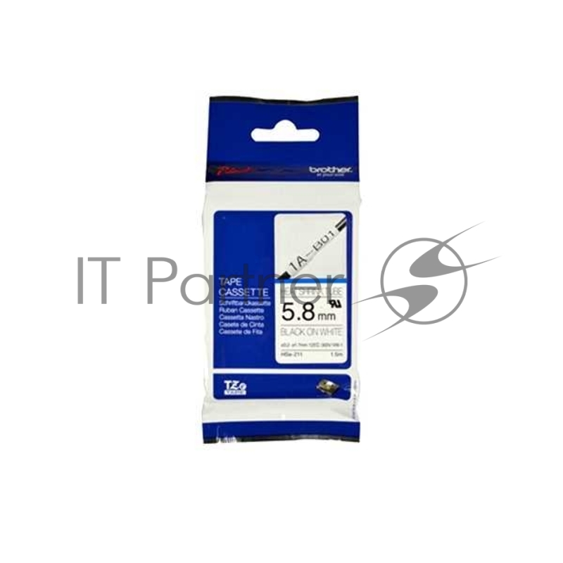 Картридж Brother с термоусадочной трубкой HSE-211, 5,8 мм x 1,5 м, черно-белая печать, для PT-E300, PT-E550, PT-P700, PT-P750W