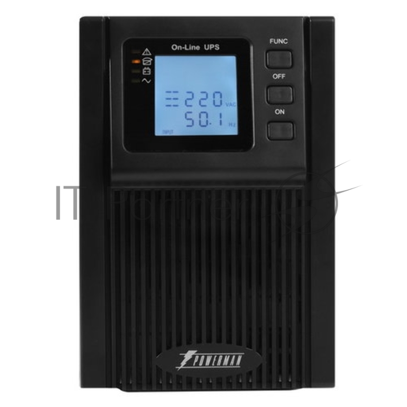 Источник бесперебойного питания UPS POWERMAN Online 2000, LCD, double conversion, 2000VA, 1800W, 8 pcs IEC320 C13 with redundant power supply, USB, RS232, SNMP slot, EPO connector, battery 12V 9Ah 4 pcs, 1 cable C13/C14, 191 x 337 x 460 mm., 19.64 kg