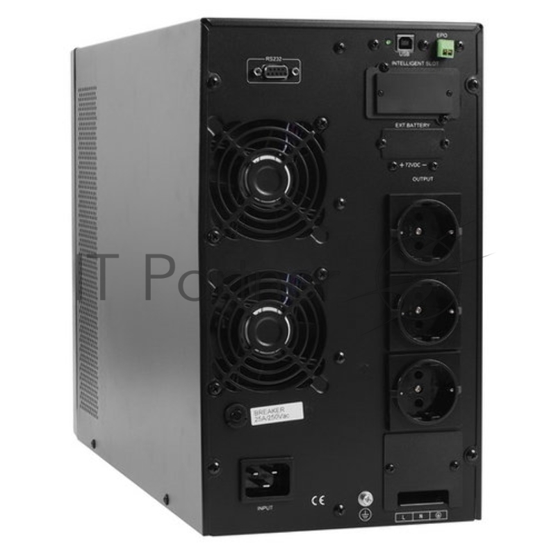 Источник бесперебойного питания UPS POWERMAN Online 3000, LCD, double conversion, 3000VA, 2700W, 8 pcs IEC320 C13 with redundant power supply, USB, RS232, SNMP slot, EPO connector, battery 12V 9Ah 6 pcs, 1 cable C13/C14, 191 x 337 x 460 mm., 25.52 kg