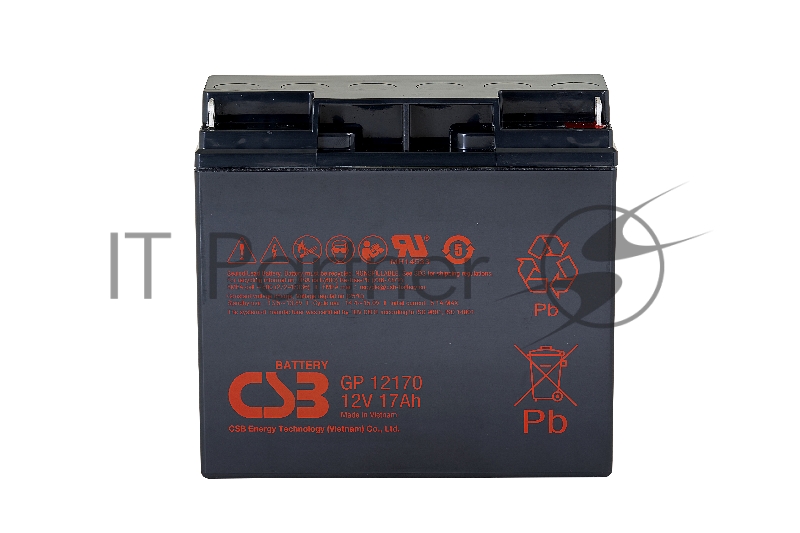 Батарея Battery CSB series GP, GP12170 B3, voltage 12V, capacity 17Ah (discharge 20 hours), max. discharge current (5 sec.) 230A, short circuit current 532A, max. charge current 5.1A, lead-acid type AGM, terminals B3, for nut and bolt M6, LxWxH 181x7
