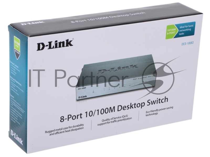Сетевое оборудование D-Link DES-1008D/(K2A/K3A)RU/J1A/J2A/ Неуправляемый коммутатор с 8 портами 10/100Base-TX