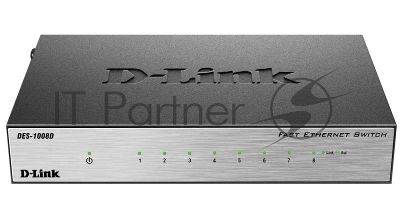 Сетевое оборудование D-Link DES-1008D/(K2A/K3A)RU/J1A/J2A/ Неуправляемый коммутатор с 8 портами 10/100Base-TX