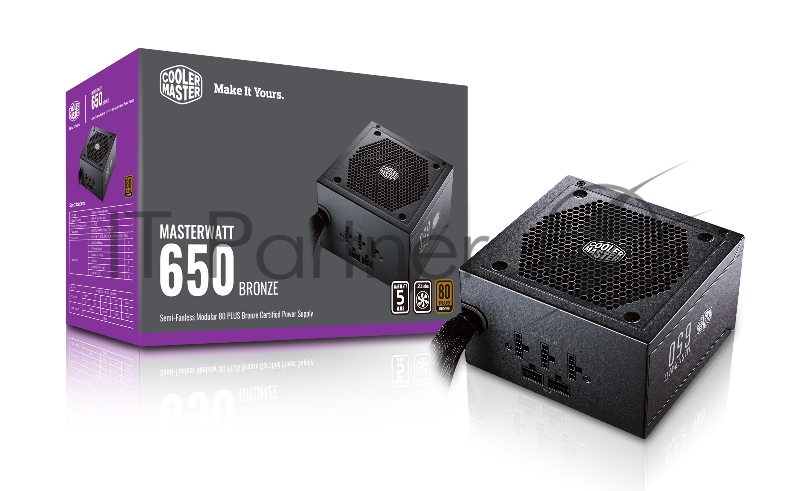 Блок питания Cooler Master MasterWatt 650, ATX, 120mm, 9xSATA, 4xPCI-E(6+2), APFC, 80+ Bronze